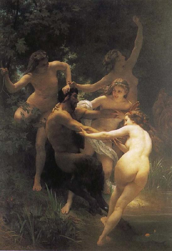 Adolphe William Bouguereau The god of the forest with their fairy Germany oil painting art